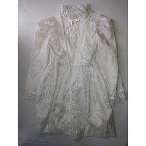 Vintage Miss Quality White Lace Victorian Prairie Dress Girls Size 7 USA Made